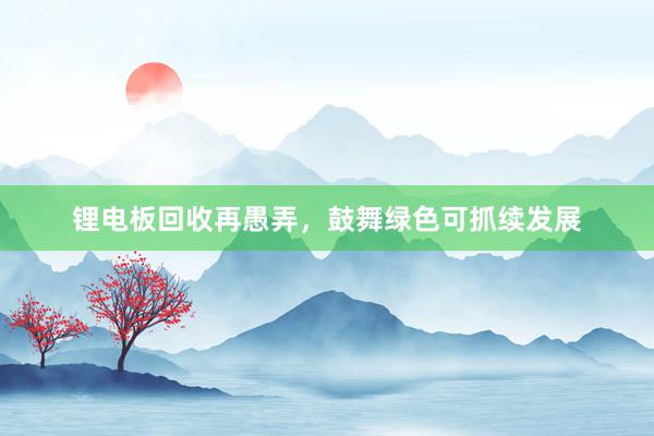 锂电板回收再愚弄，鼓舞绿色可抓续发展